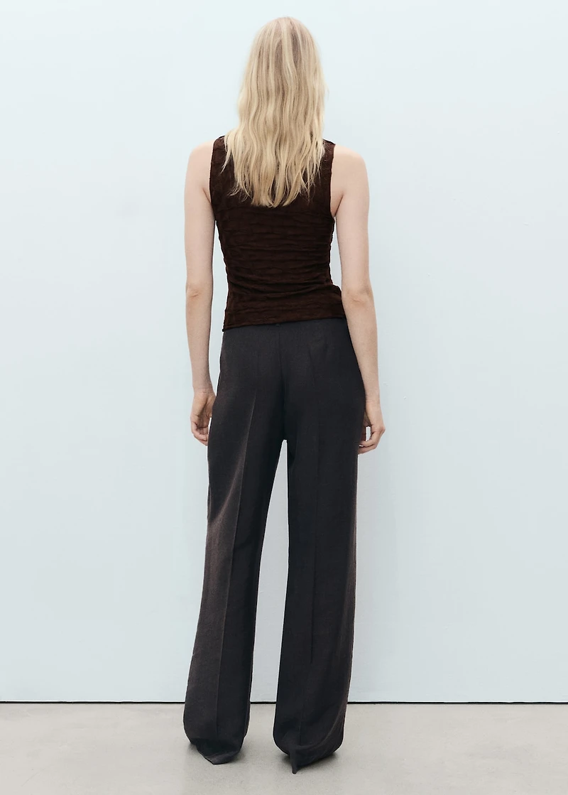 Fitted top with gathered shoulder