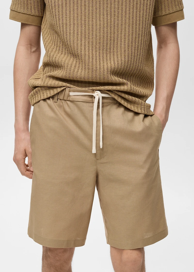 Cotton-linen blend bermuda shorts