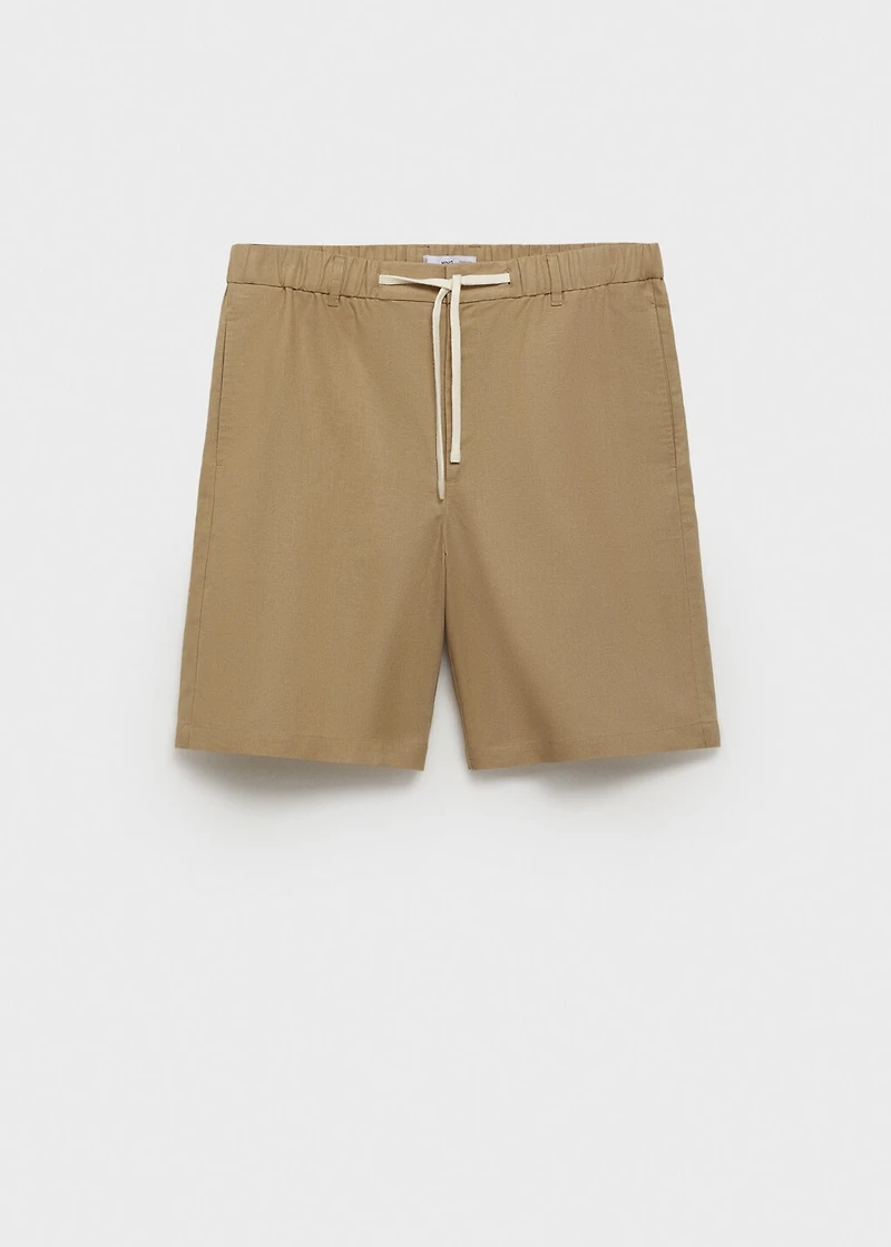 Cotton-linen blend bermuda shorts
