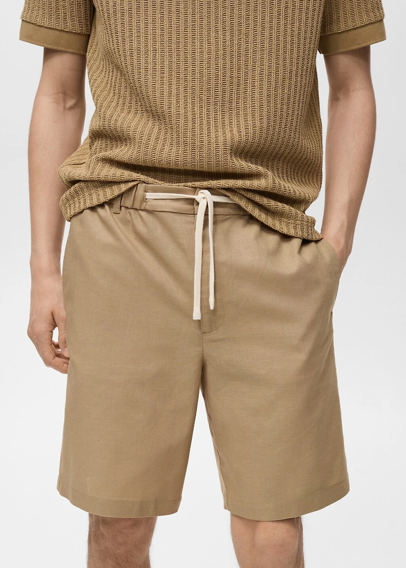 Cotton-linen blend bermuda shorts