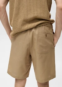 Cotton-linen blend bermuda shorts