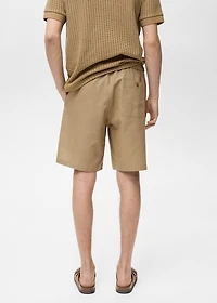 Cotton-linen blend bermuda shorts