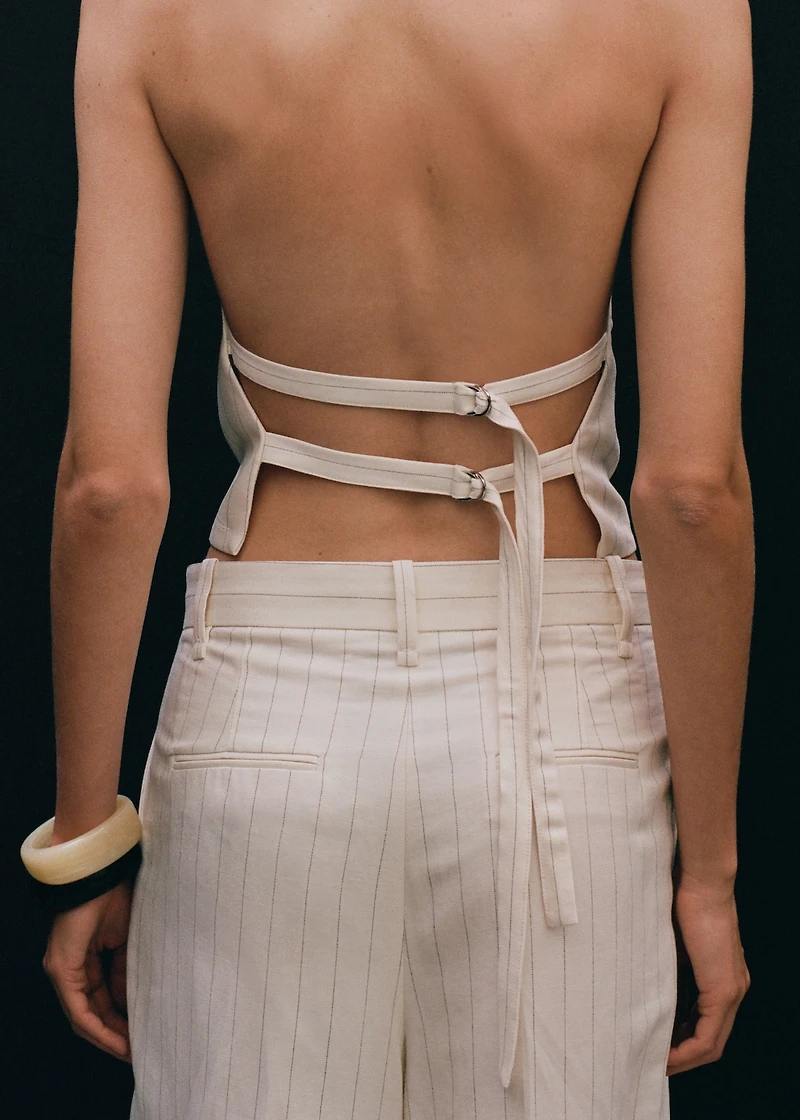 Striped halter-neck top