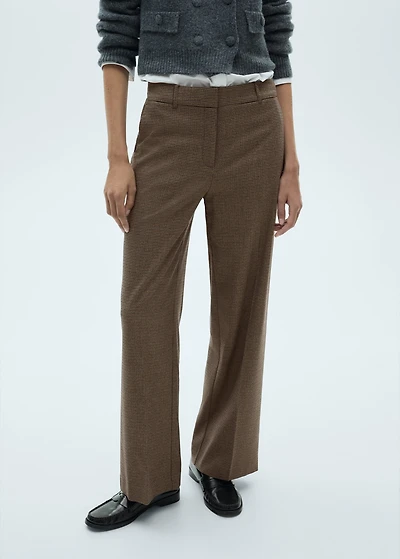 Mid-rise wide leg pants