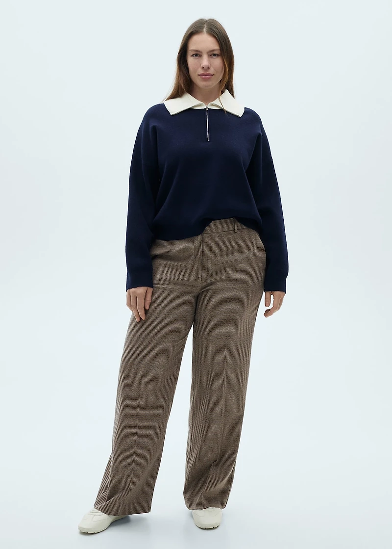 Mid-rise wide leg pants