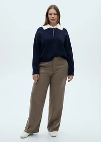 Mid-rise wide leg pants