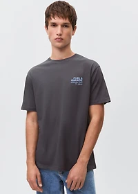 Printed cotton-blend t-shirt