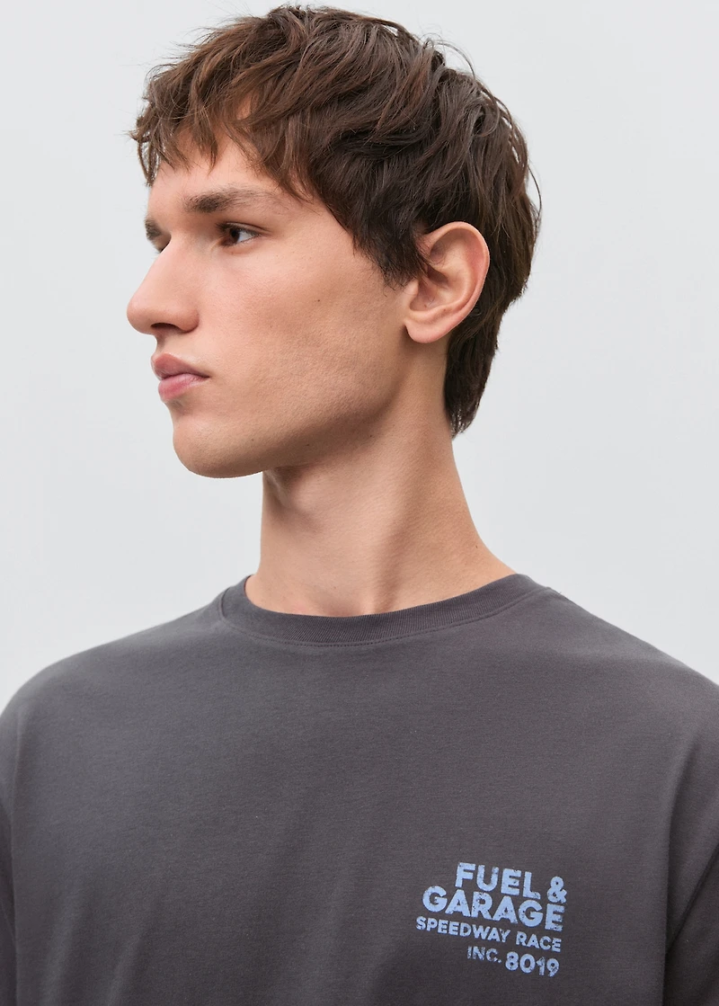 Printed cotton-blend t-shirt