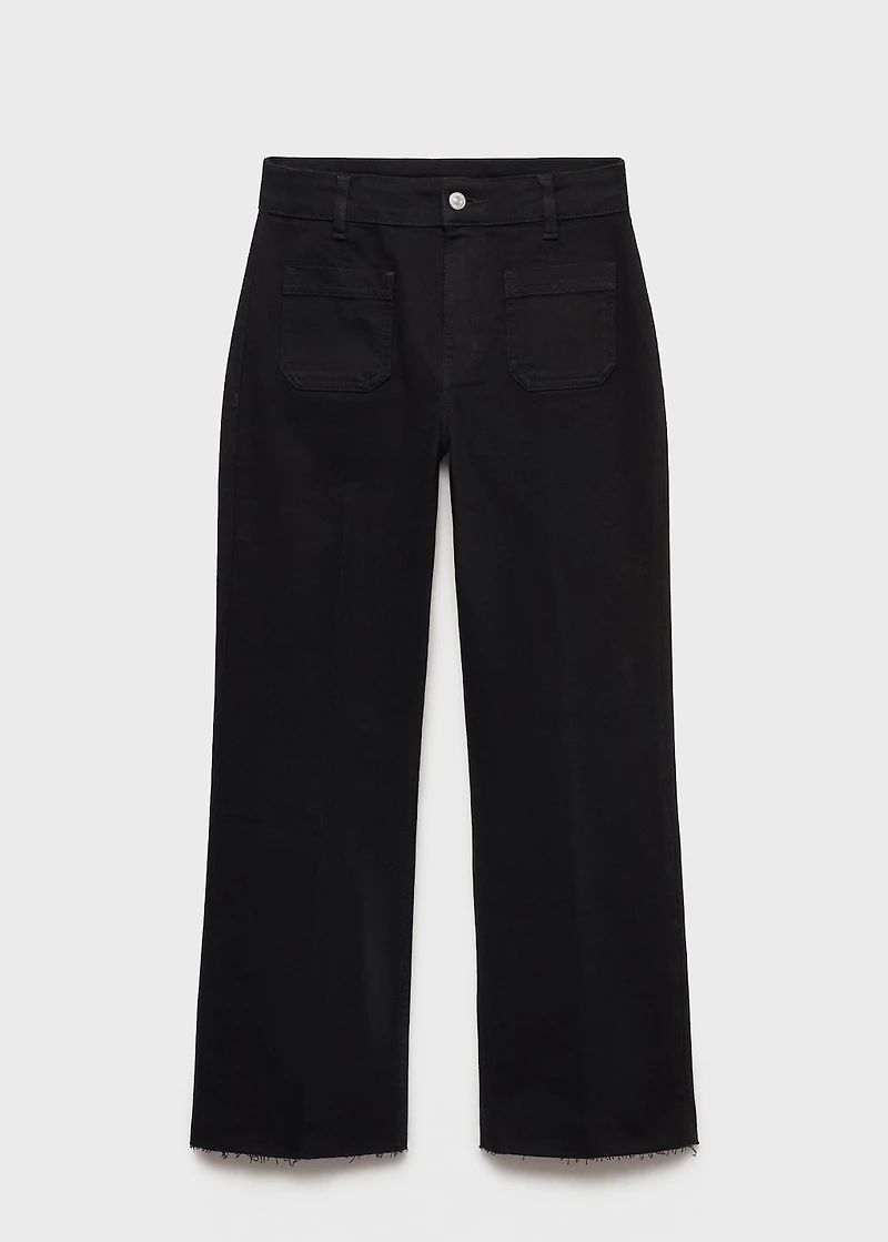 Flared cropped jeans with pockets