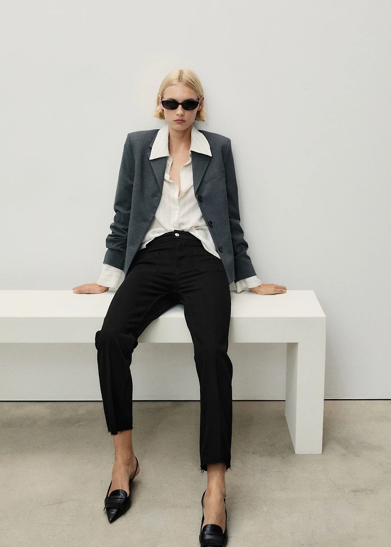 Flared cropped jeans with pockets