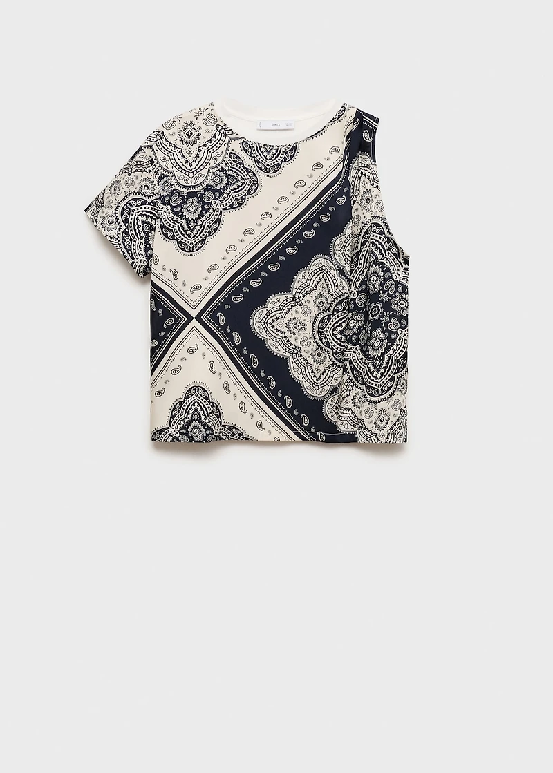 Asymmetrical paisley print t-shirt