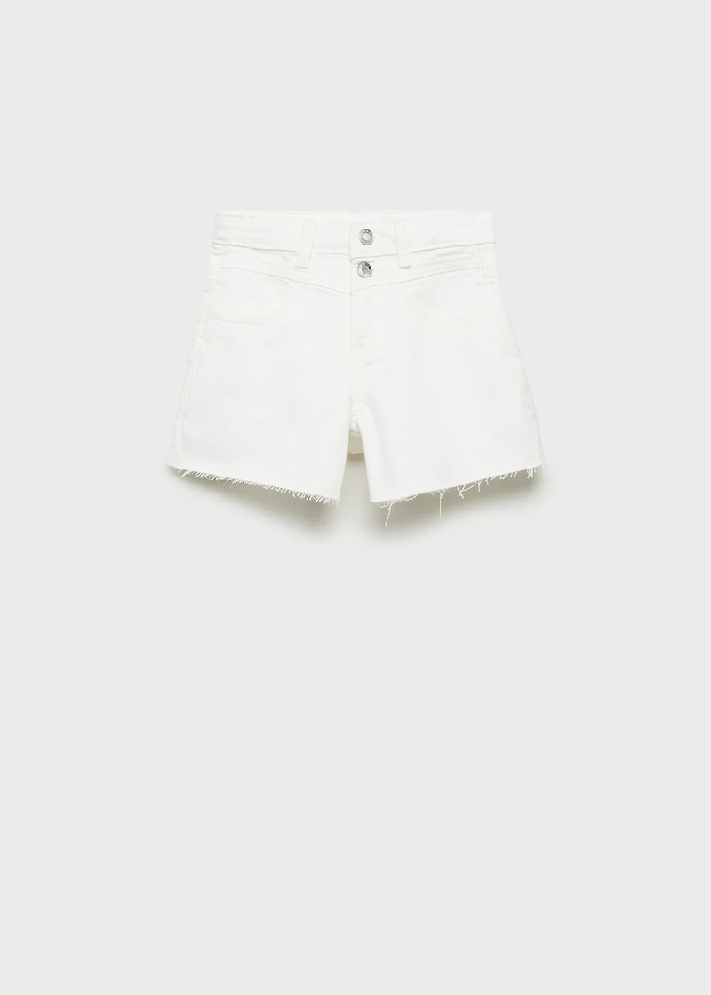 Denim shorts with frayed hem