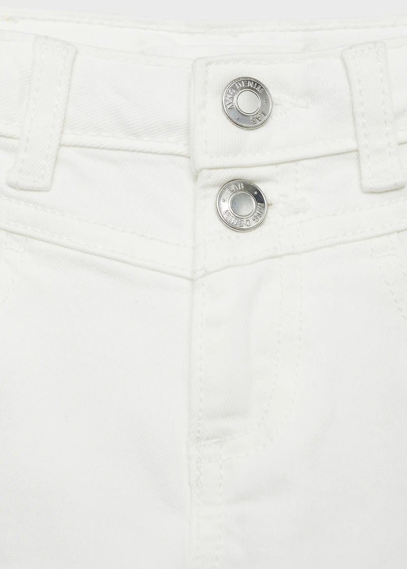 Denim shorts with frayed hem