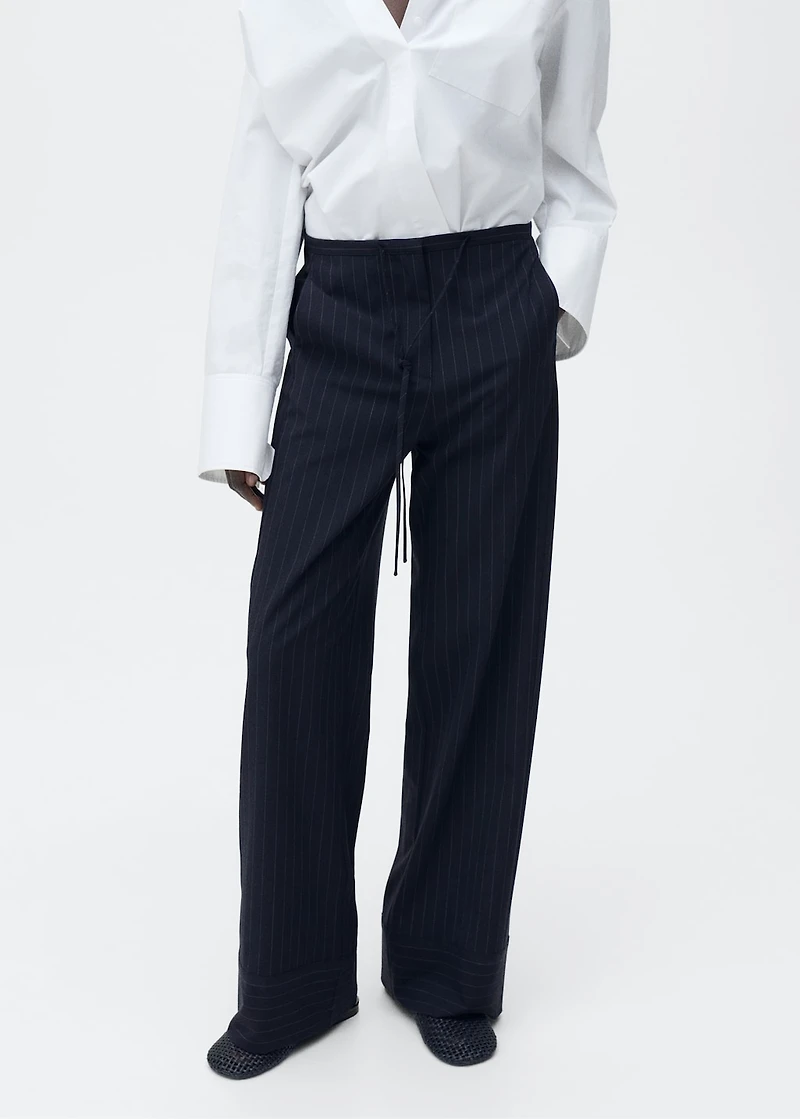 Chalk-stripe straight pants