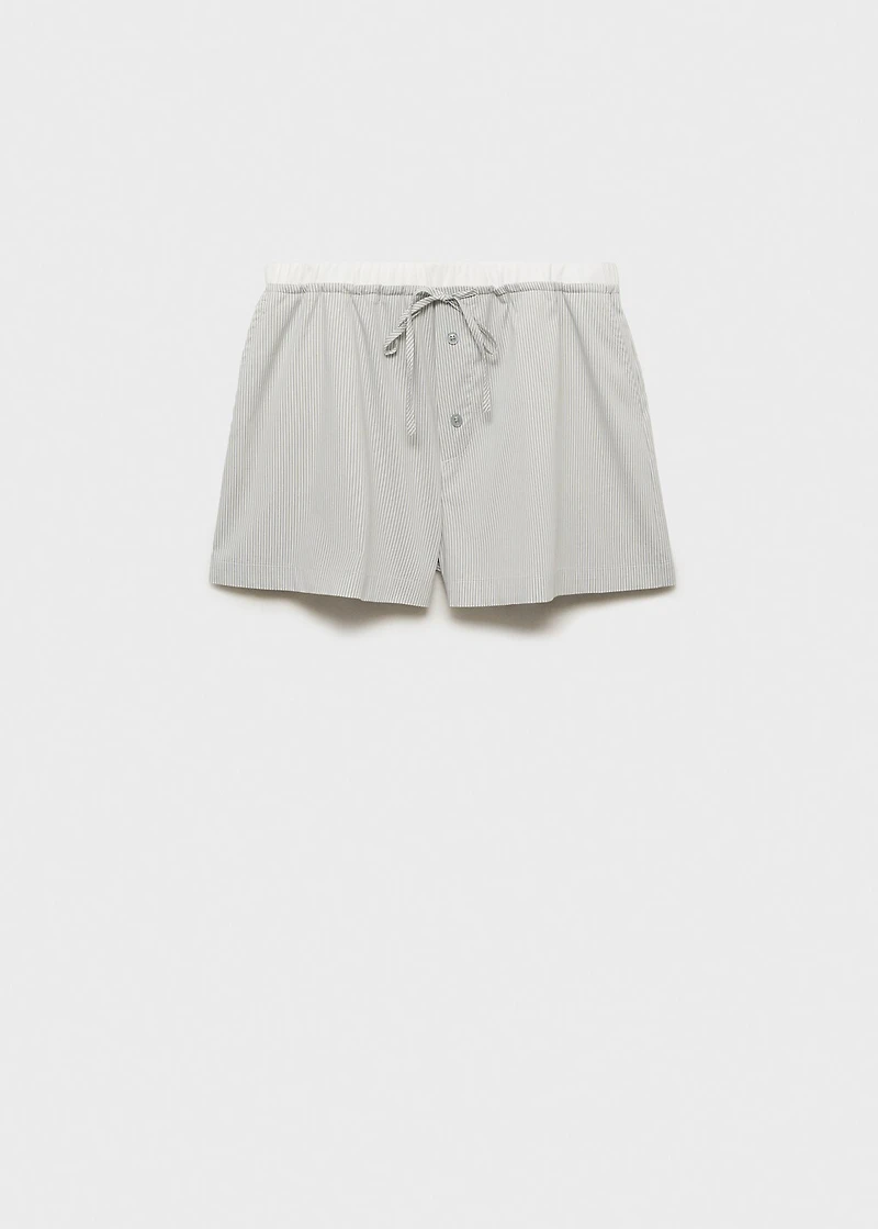 Striped pajama shorts with elasticated detail