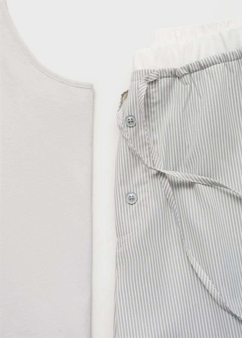 Striped pajama shorts with elasticated detail