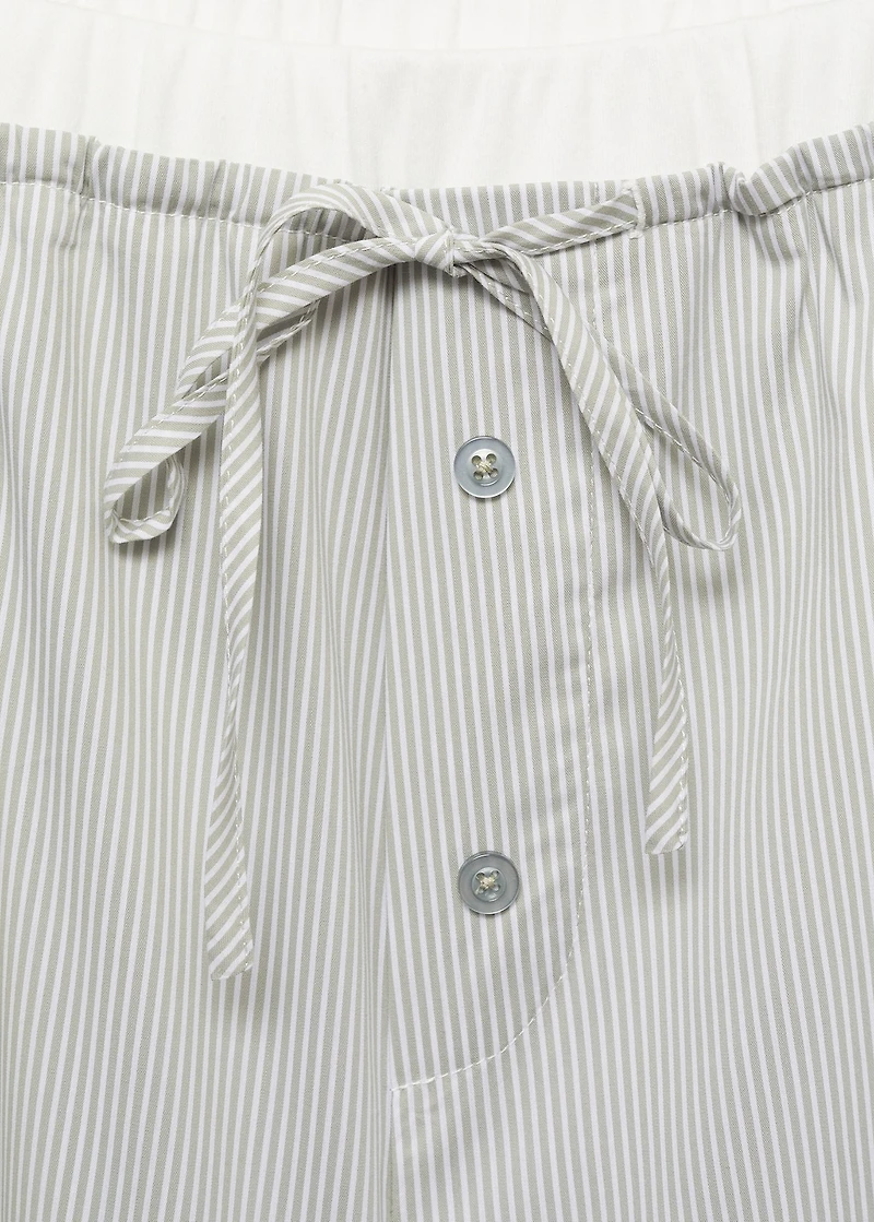 Striped pajama shorts with elasticated detail