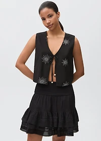 Gathered skirt with ruffles