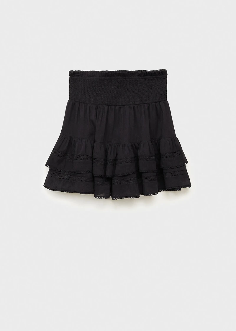 Gathered skirt with ruffles