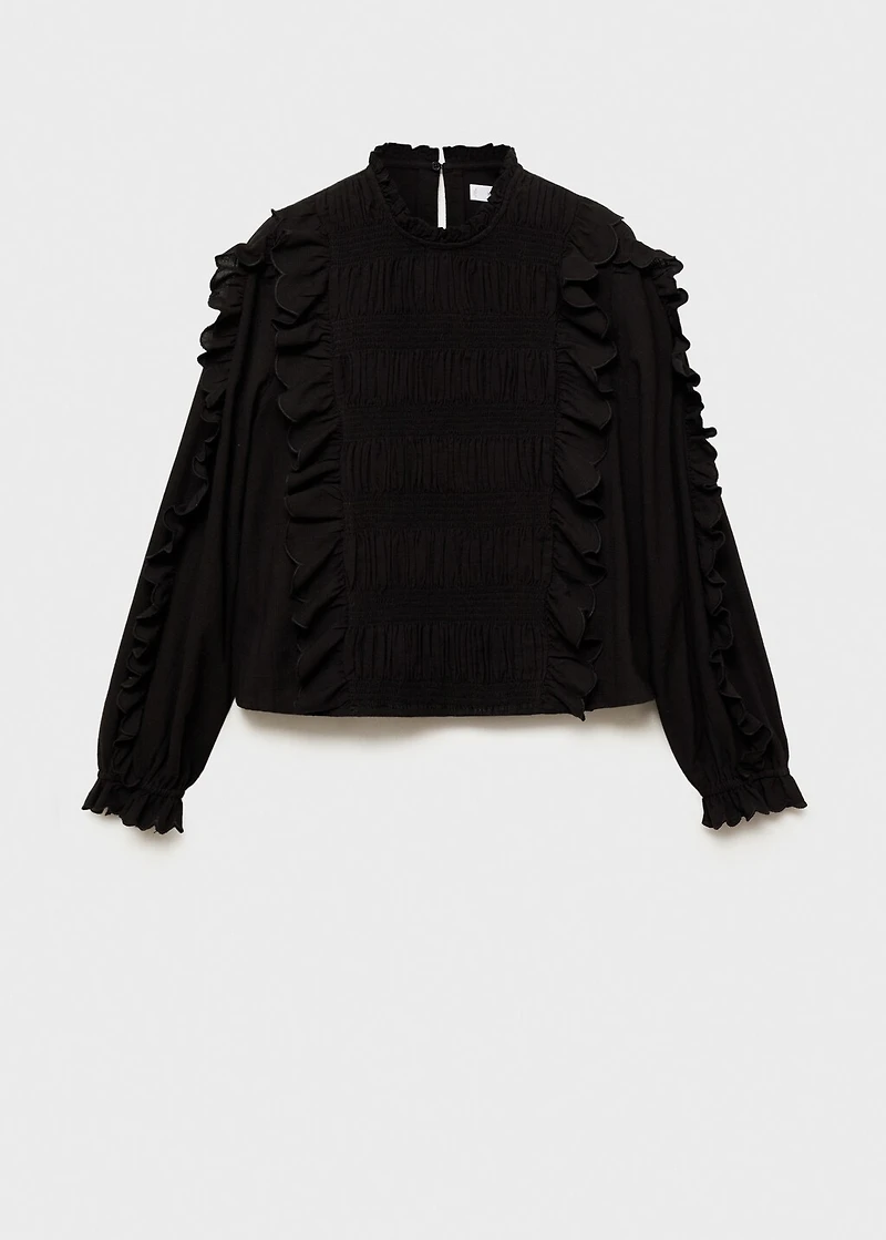 Ruched blouse with ruffles