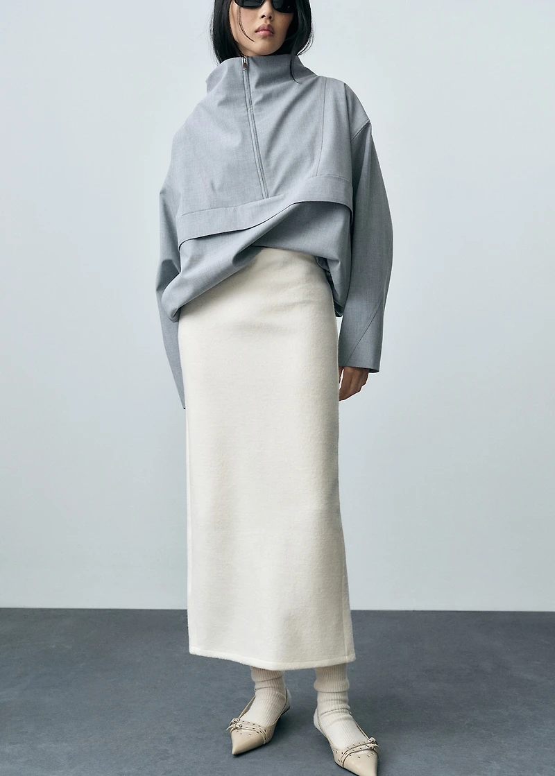 Wool-blend midi-skirt