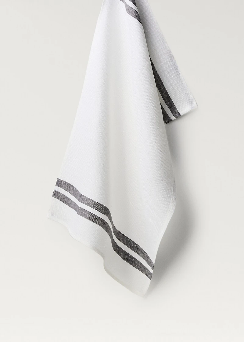 Waffle-linen striped dish cloth