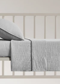 Cotton chiffon top sheet with contrast piping for cot