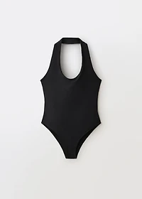 Open-back halter bodysuit