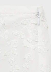 Floral-embroidered cotton skirt