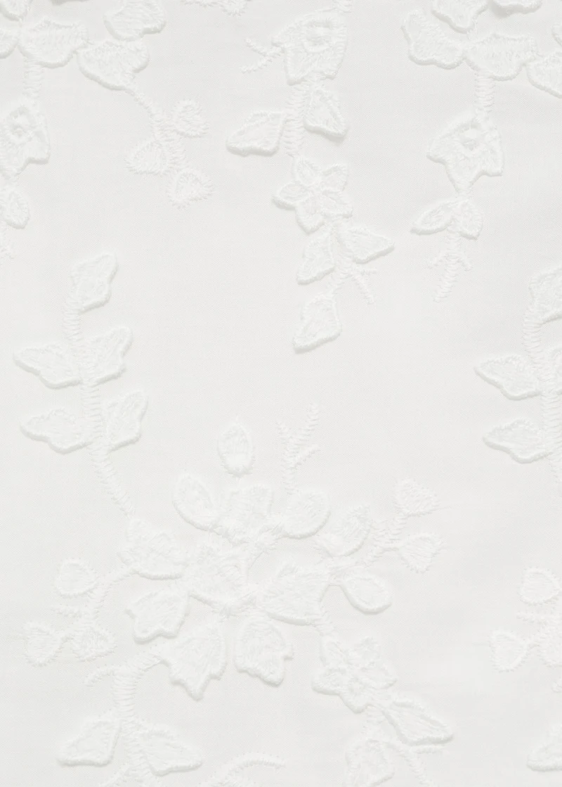 Floral-embroidered cotton skirt