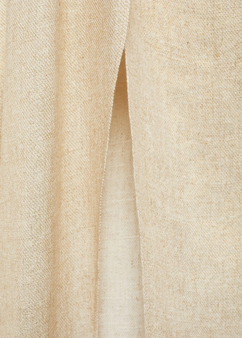 Linen-blend draped midi-skirt