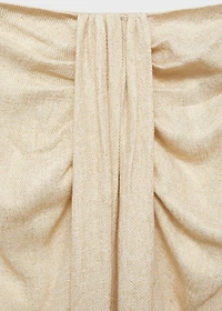 Linen-blend draped midi-skirt