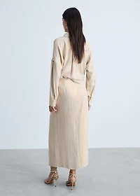 Linen-blend draped midi-skirt