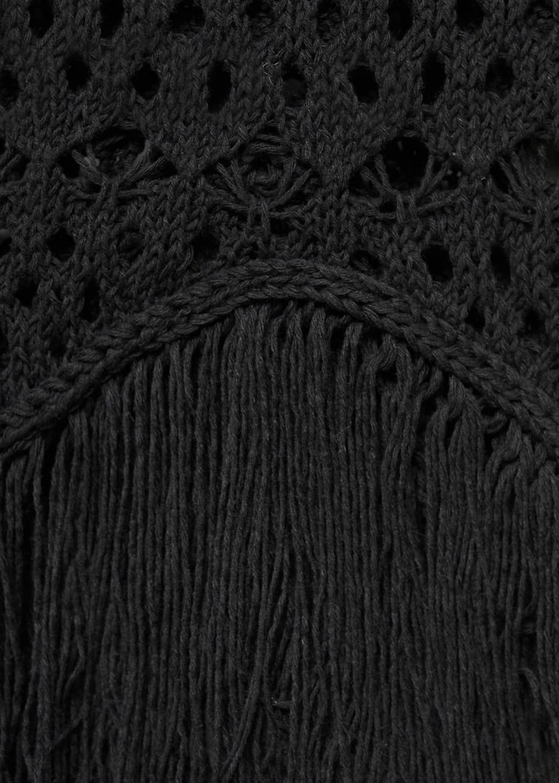 Fringed detail sweater with lace accents