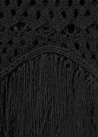 Fringed detail sweater with lace accents