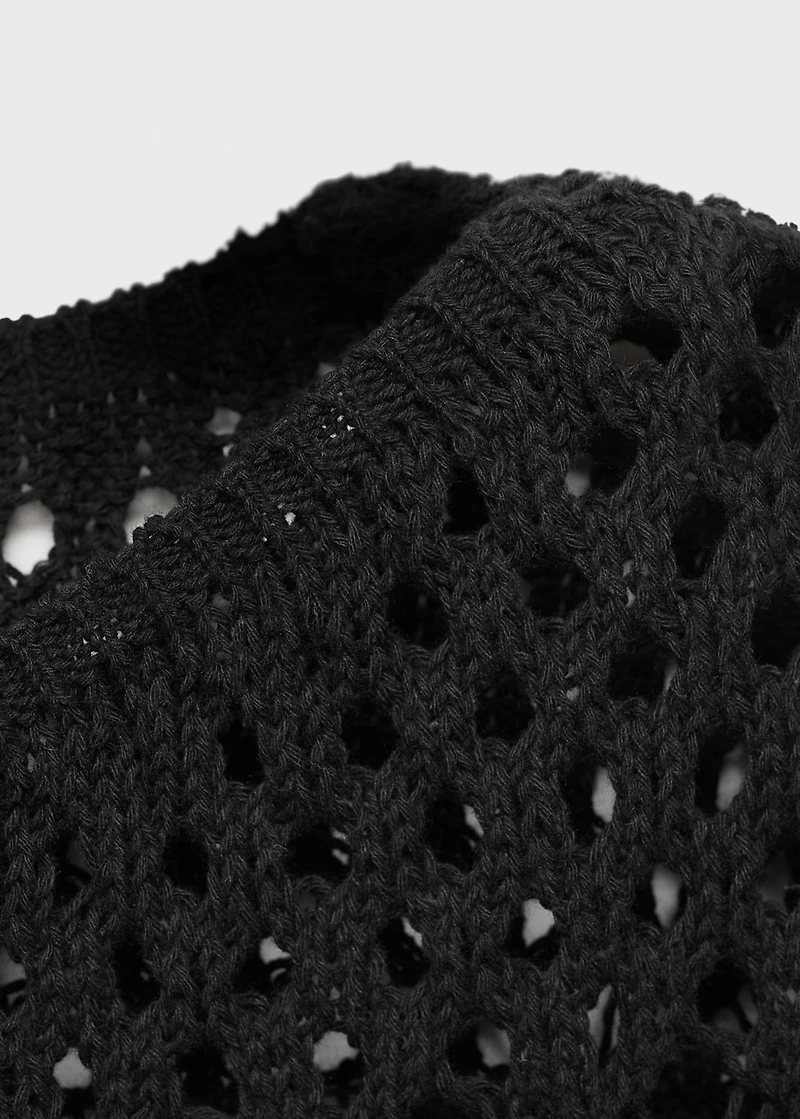 Fringed detail sweater with lace accents