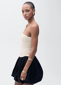 Draped-body balloon skirt dress