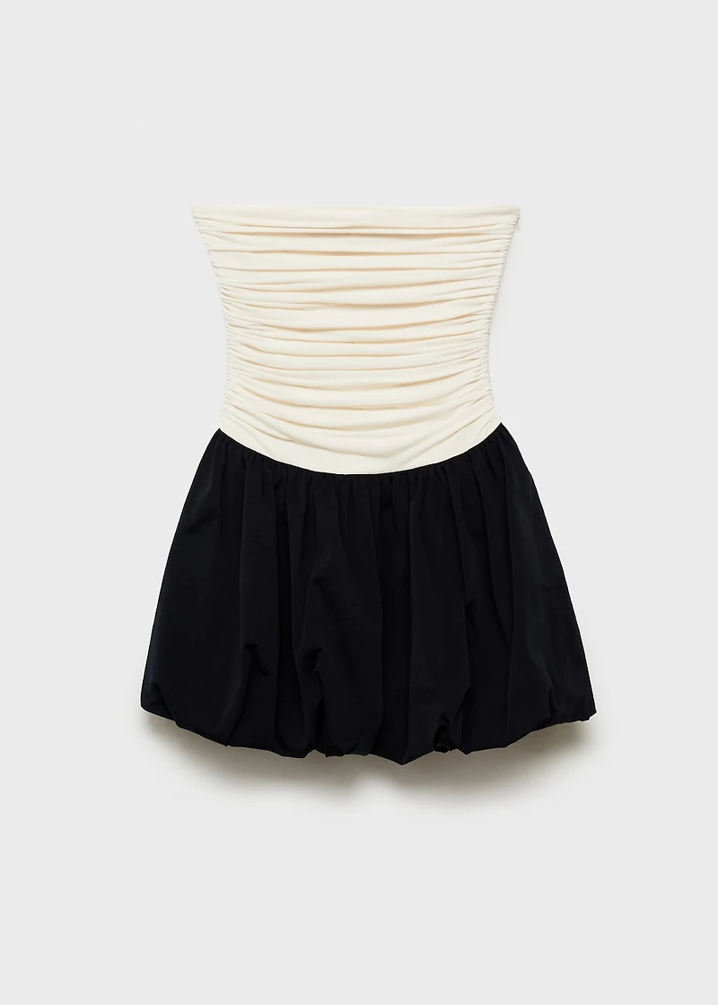 Draped-body balloon skirt dress