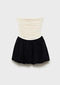Draped-body balloon skirt dress