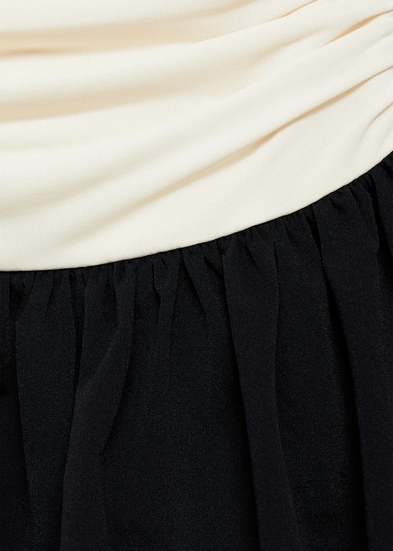 Draped-body balloon skirt dress
