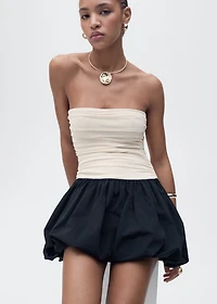 Draped-body balloon skirt dress