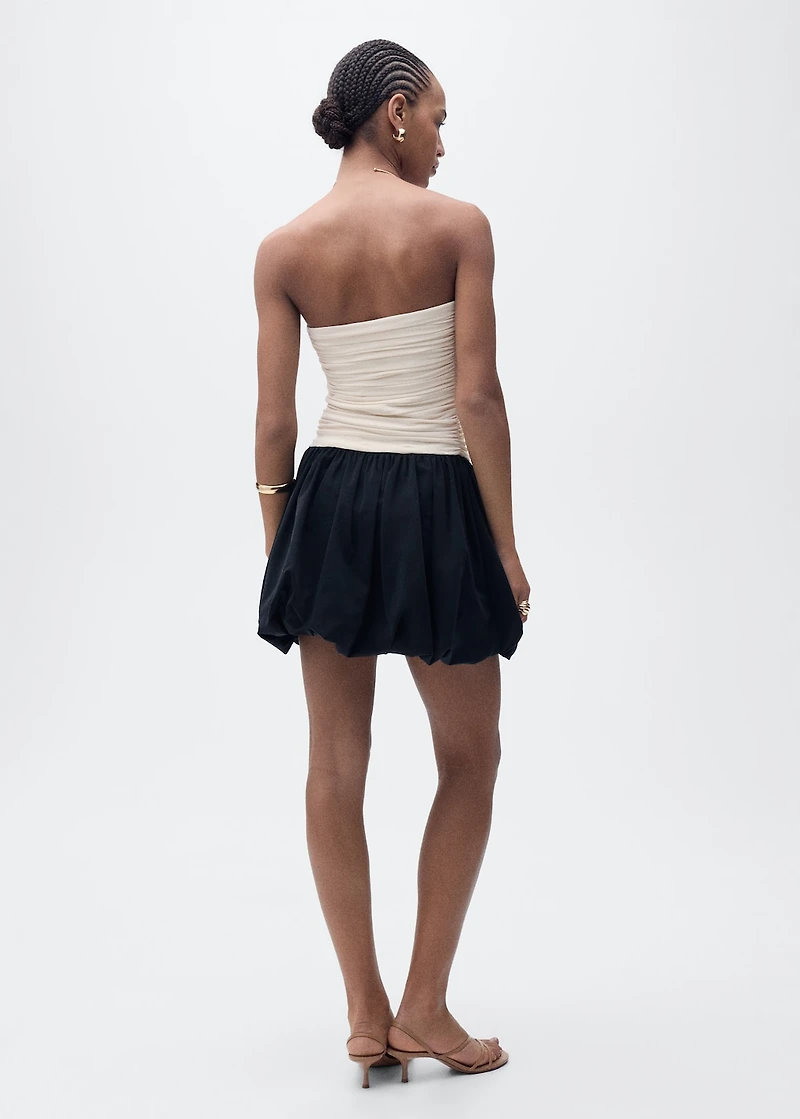 Draped-body balloon skirt dress