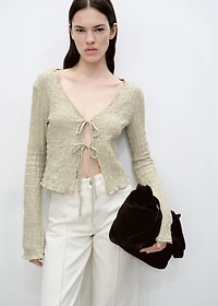 Cotton textured cardigan with bows