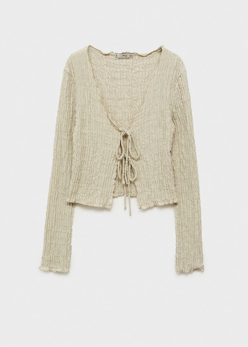 Cotton textured cardigan with bows