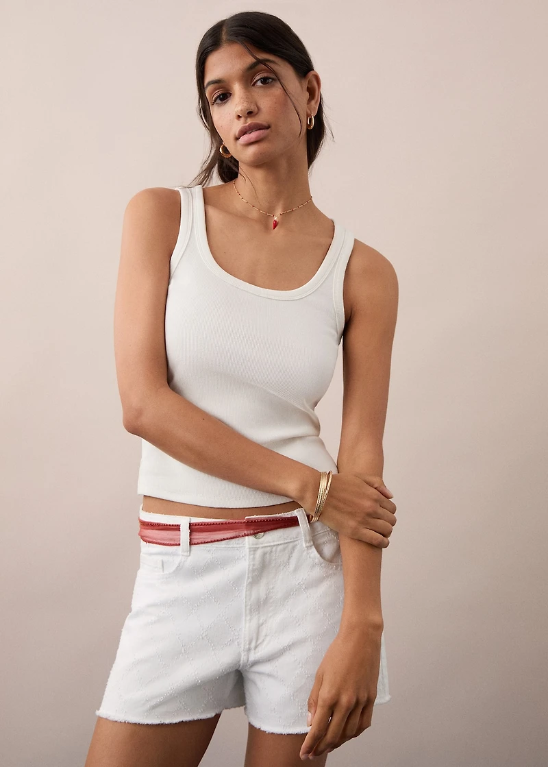 Embroidered cotton shorts