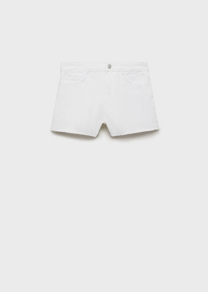 Embroidered cotton shorts