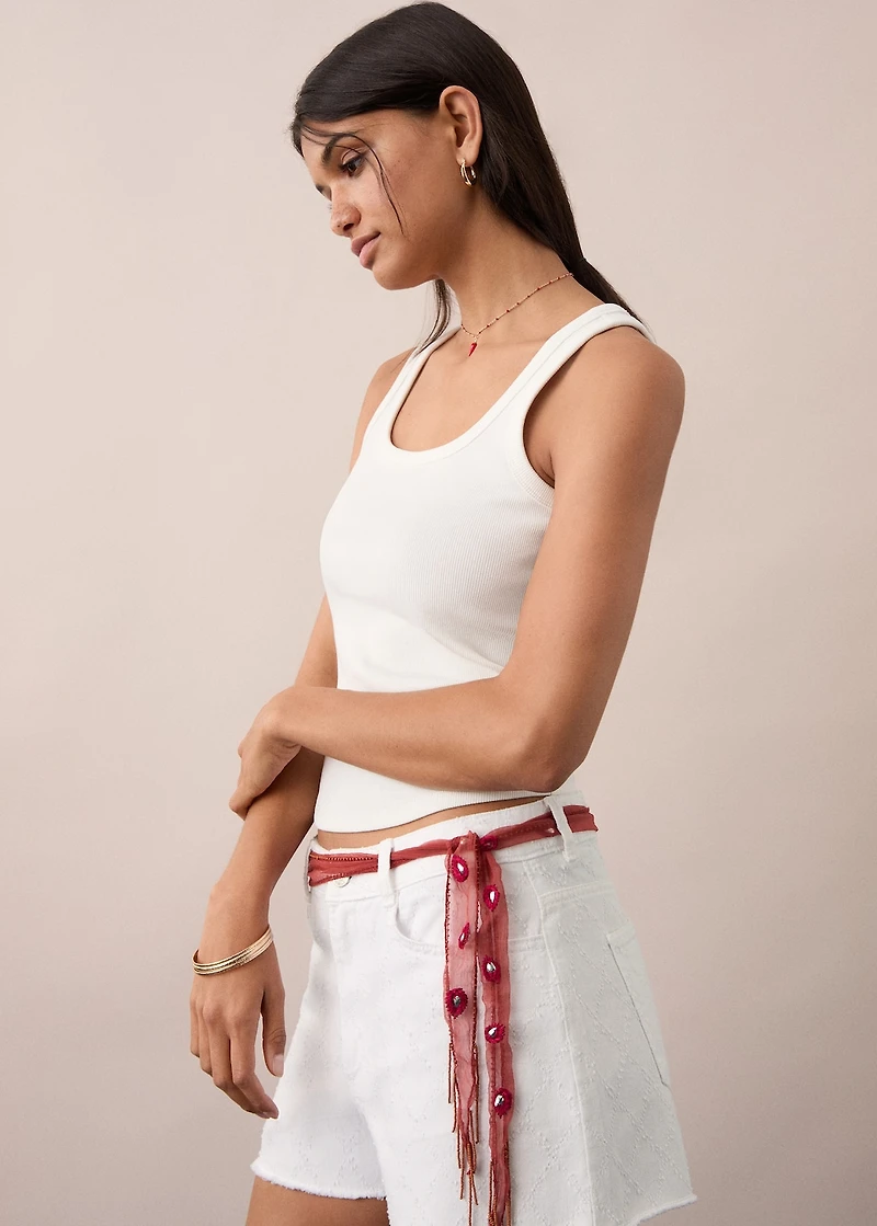 Embroidered cotton shorts