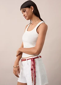 Embroidered cotton shorts
