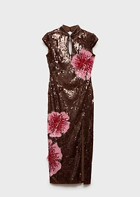 Dress with sequinned flower design