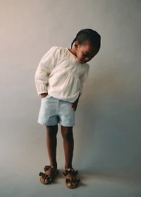 Striped denim shorts